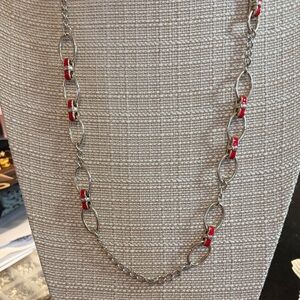Banana Republic Silver and Red Necklace